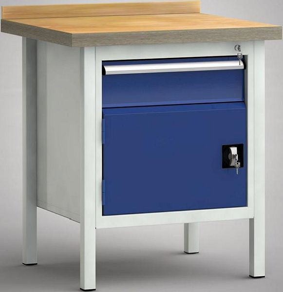 Etabli standard KLW, 750 x 700 x 840 mm, avec plateau multiplex en hêtre, cadre en tube VK 40/40/2 mm, WS052N-0750M40-E1681