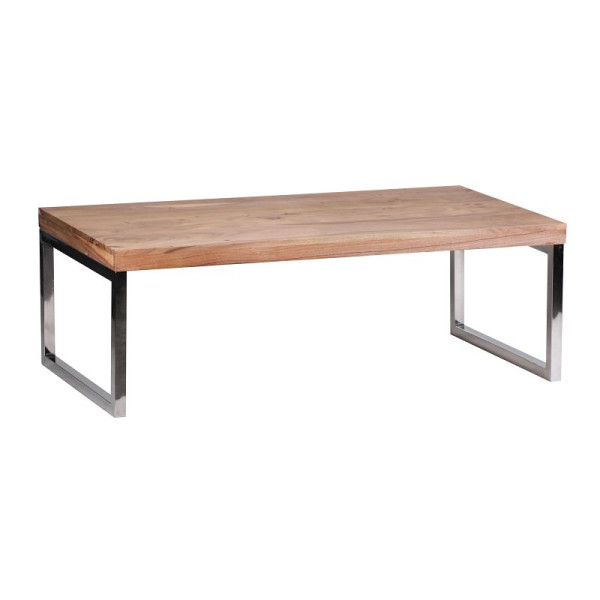 Wohnling table basse GUNA en bois d'acacia massif 120 cm de large design marron foncé style maison de campagne, WL1.458
