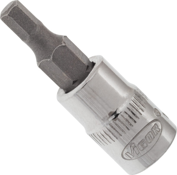 Embout de tournevis VIGOR, carré creux 6,3 mm (1/4 pouce), profil à six pans intérieurs, 4 mm, V2431N