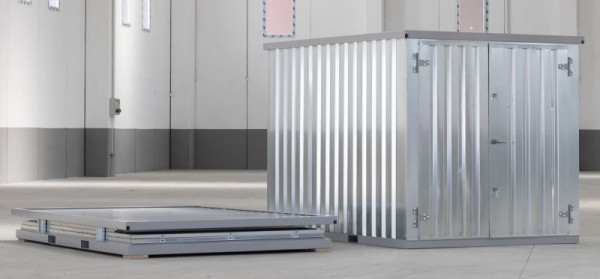 LagerContainerXXL Conteneur de stockage de 3 mètres avec doubles portes, gris argenté, A3746