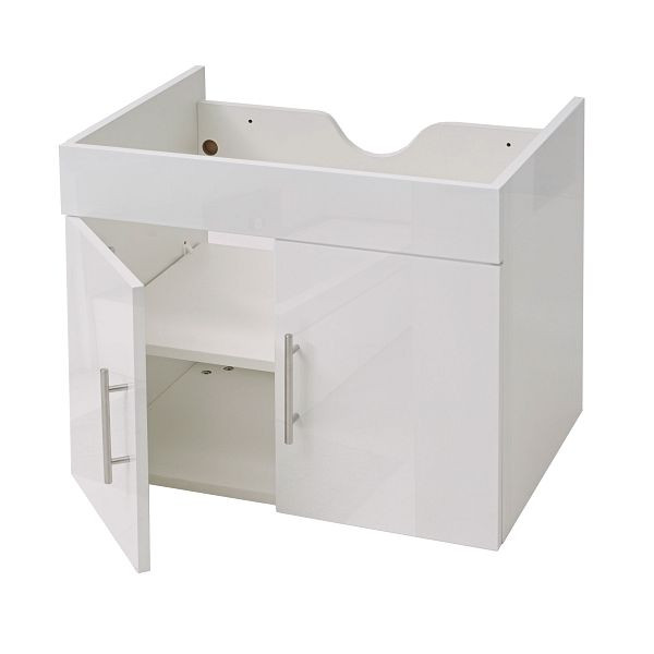 Mendler HWC-D16 meuble sous-vasque, meuble sous-vasque meuble de salle de bain, brillant 60cm, blanc, 62236
