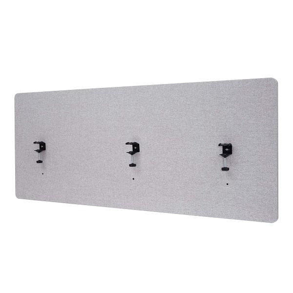 Cloison de table acoustique Mendler HWC-G75, paravent de bureau, panneau d'affichage de bureau, tissu/textile à double paroi, 60x160cm gris, 71934+73210