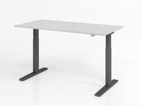 Bureau Hammerbacher XMKA16, 160 x 80 cm, plateau : gris, épaisseur 25 mm, chant épais en ABS, forme rectangulaire, graphite, VXMKA16/5/G