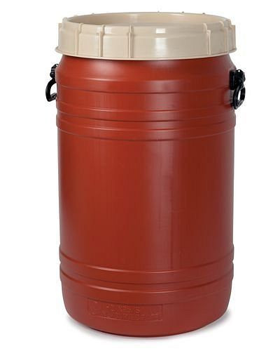 Fût à col super large DENIOS SWH 75, en polyéthylène (PE), volume de 75 litres, brun-beige, 179-659