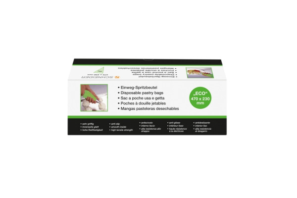 Poche à douille Schneider EW, ECO, pointe fermée, 470 x 230 mm, 70 µ roulée, couleur vert, paquet : 100 pièces/carton, 391810