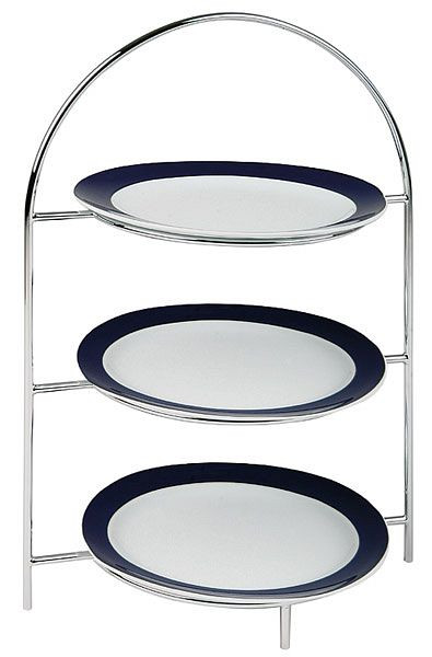 Support de service APS, 29 x 19,5 cm, hauteur : 43 cm, métal chromé dur, pour 3 assiettes, anneau intérieur Ø 18 cm environ, 33220