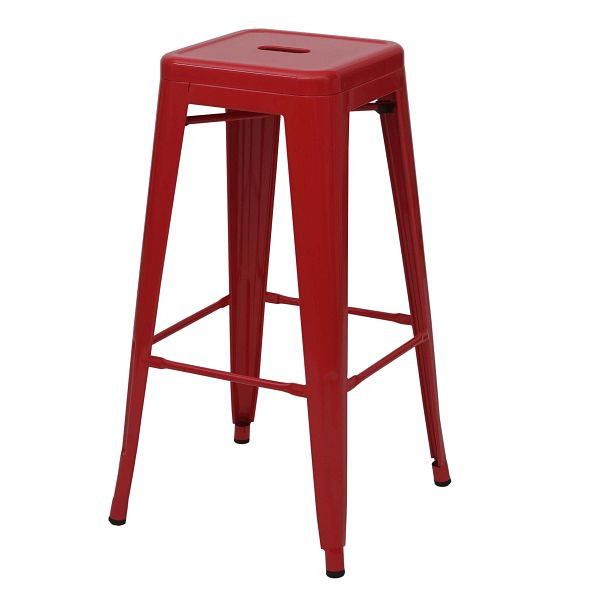 Tabouret de bar Mendler HWC-A73, tabouret de bar, design industriel en métal, empilable, rouge, 74917