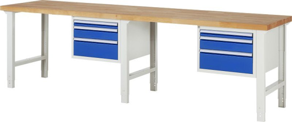 Établi RAU série 7000 - modèle 7126, L3000 x P700 x H790-1140 mm, base système L3000 x P650 x H750-1100 mm, 03-7126A1-307B4H.11