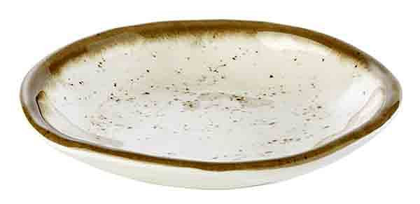 Bol APS -STONE ART-, Ø 15,5 cm, hauteur : 2,5 cm, mélamine, intérieur : décor, blanc, bord : marron, 84509