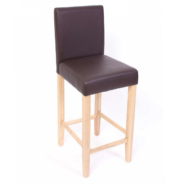 Mendler - Lot de 2 tabourets de bar M37 cuir, marron, pieds clairs, 20094