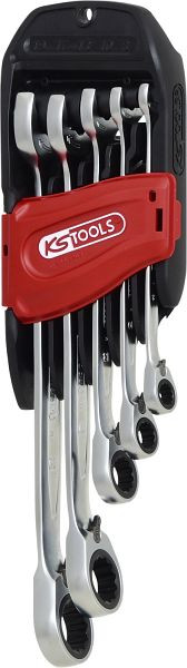 KS Tools DUO GEAR jeu de clés mixtes, fonction cliquet, 5 pièces, réversible, 503.5905