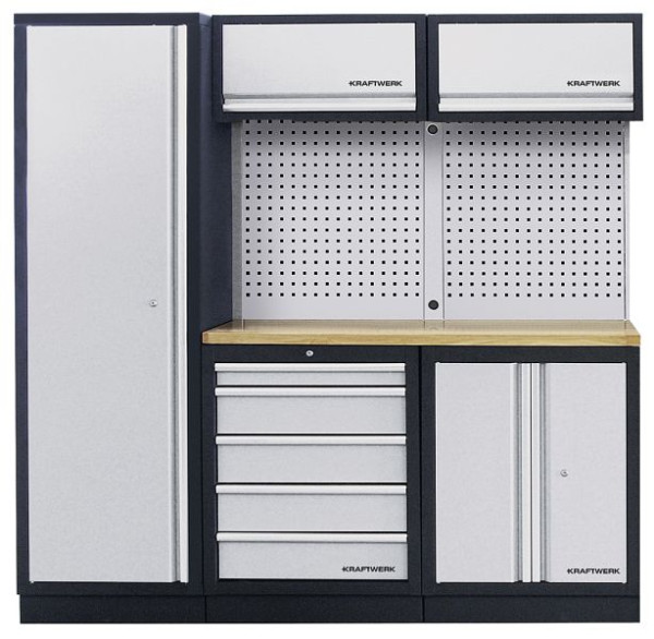 Kraftwerk MOBILIO Système d'armoires d'atelier à 3 éléments, avec paroi carrée perforée, 3964A