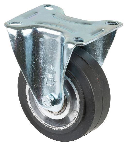 Rouleau de transport BS rollers, rouleau fixe, largeur de roue 40 mm, roue Ø 100 mm, capacité de charge 150 kg, pneus élastiques noirs, aluminium, roulements à billes, L410.B80.100