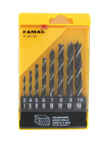 Foret à bois Famag CV, en coffret KS, exécution: Ensemble de 8 pièces dans une boîte KS: Ø 3, 4, 5, 6, 7, 8, 9, 10 mm, 3501.508.00