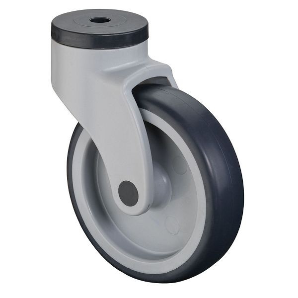 Rouleaux BS Rouleau en plastique, largeur de roue 32 mm, Ø roue 125 mm, capacité de charge 100 kg, bande de roulement en caoutchouc gris, palier lisse, lot de 2, C101.A81.125
