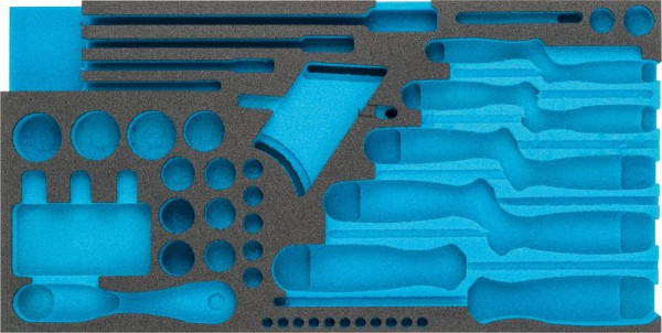 Insert en mousse souple à 2 composants Hazet, pour 1557/58, dimensions / longueur : 342 mm x 172 mm Taille du système d'organisation : 1/3 (342 x 172 mm), 163-356L
