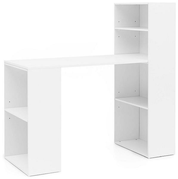 Bureau Wohnling avec étagère 120 x 120 x 53 cm bois blanc mat moderne, WL5.692