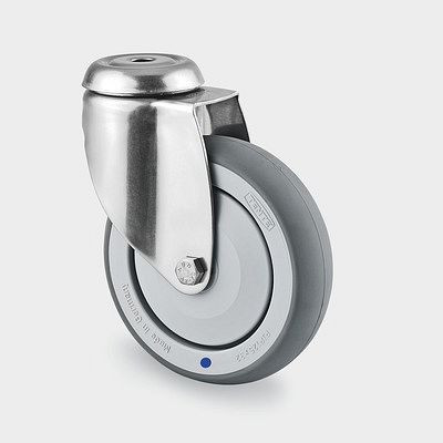 Roulette pivotante TENTE-ROLLEN, roue Ø 100 mm, capacité de charge 100 kg, hauteur totale 135 mm, A 87 Shore, avec trou de vis, 7470PJC100P30 -11