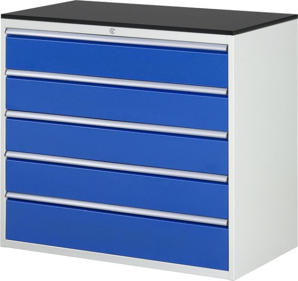 Armoire à tiroirs RAU série 7000, L1145 x P650 x H1030 mm, plan de travail avec revêtement en résine mélamine, tiroirs : 4xH180, 1xH210 mm, 13-XXL7.5A-M.11