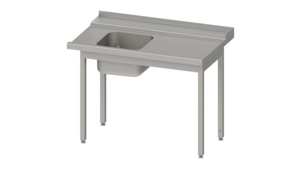 Table d'alimentation Stalgast, guide panier avec pente, avec 1 bac 1200x750x880mm, montage côté droit, relevé, soudé, VZL12710RA