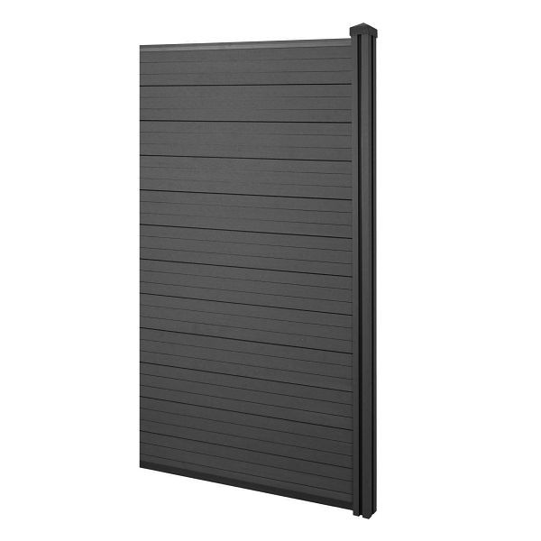 Mendler Brise-vue WPC Sarthe, clôture pare-vent, poteau WPC, élément d'extension étroit, 0,98m anthracite, 65036+65037