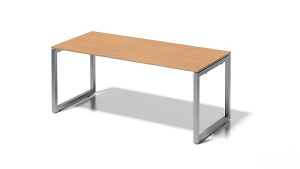 Bureau Bisley Cito, structure en O hauteur fixe 730 mm, H 19 x L 1800 x P 800 mm, hêtre/argent, DOF1808BC355