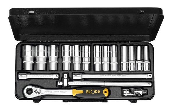 Jeu de clés à douilles ELORA 1/2 ", 12 points, 18 pièces 10-32 mm, 770-LTIU, 0770514002000