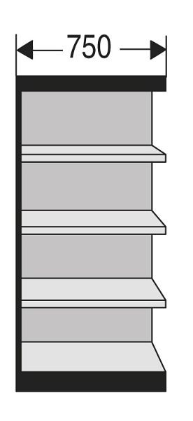 Kerkmann étagère de bureau Progress 2000, L 750 x P 300 x H 1900 mm, noir/gris clair, 50221515