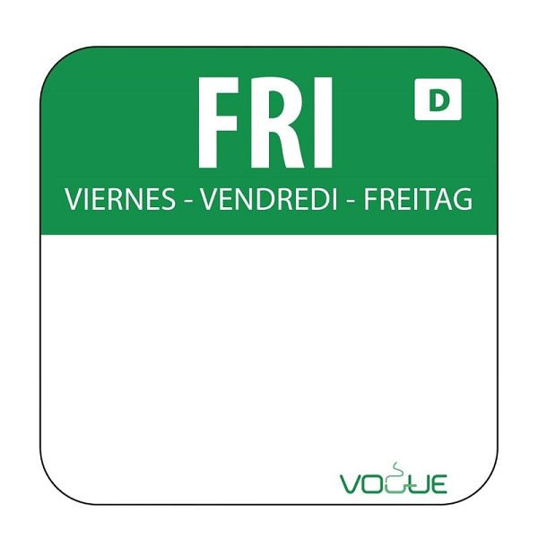 Étiquettes de rotation des aliments auto-dissolvantes Vogue vendredi, UE : 1000 pièces, U781