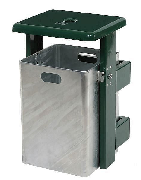 Poubelle rectangulaire Renner d'environ 40 L (cendrier inclus), galvanisée à chaud, entièrement revêtue par poudre, mica fer anthracite, 7083-80PV DB703