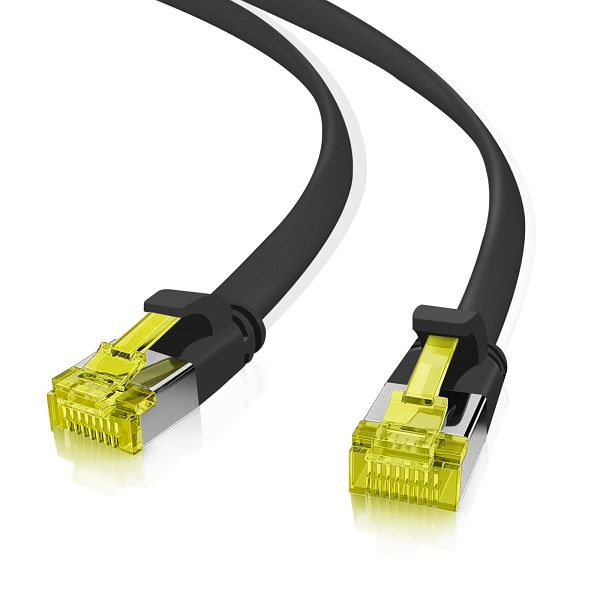 Helos câble patch ultra plat U/FTP Cat 6a noir 2.0m, 205230