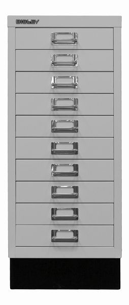Bisley MultiDrawer™, série 29 avec base, DIN A4, 10 tiroirs, gris clair, L2910S645