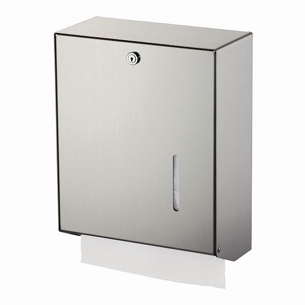 Distributeur d'essuie-mains Air Wolf pour jusqu'à 600 essuie-mains pliés, série Omicron II, H x L x P : 350 x 275 x 130 mm, acier inoxydable brossé, 35-752