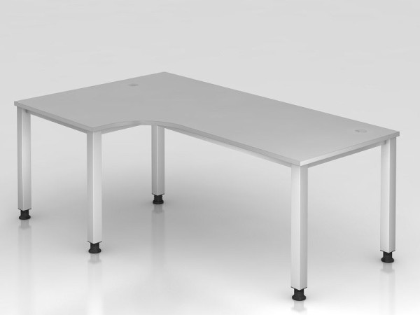 Table d'angle Hammerbacher 4 pieds carrée 200x120cm 90° gris, forme d'angle 90°, peut être montée à gauche ou à droite, VQS82/5/S