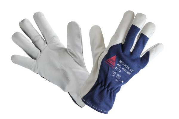 Hase Safety RIO-Z-BLUE, Gants de sécurité à 5 griffes en cuir nappa, taille : 9, UE : 10 paires, 40110B-9