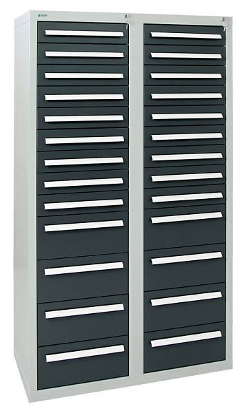 armoire à tiroirs émoussés série T-100/35-4, RAL 7035/7016, 26 tiroirs (18x100, 8x200mm), 8154871