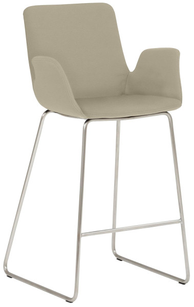 Tabouret Mayer Sitzmöbel , piètement luge en acier inoxydable brossé, accoudoirs intégrés, entièrement rembourré, hauteur d'assise 65 cm, taupe, 1222_K4_30484