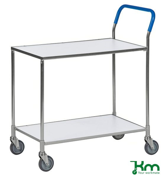 Chariot de table Kongamek, 4 roulettes pivotantes, blanc / électrozingué, KM1720-6