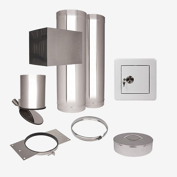 Système d'évacuation du linge HKW, kit complet 2, acier inoxydable, longueur de tige : 2,30 mètres, Ø 250 mm, 22502N