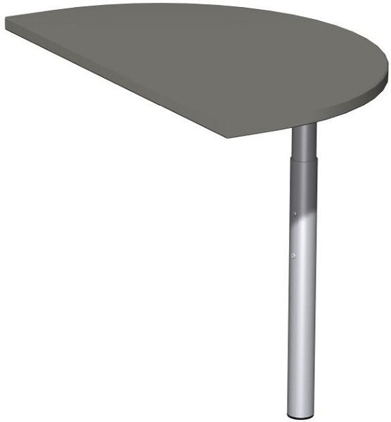 table d'appoint geramöbel semi-circulaire avec pied de support, matériel de liaison inclus, réglable en hauteur, 500x800x680-820, graphite/argent, N-647006-GS