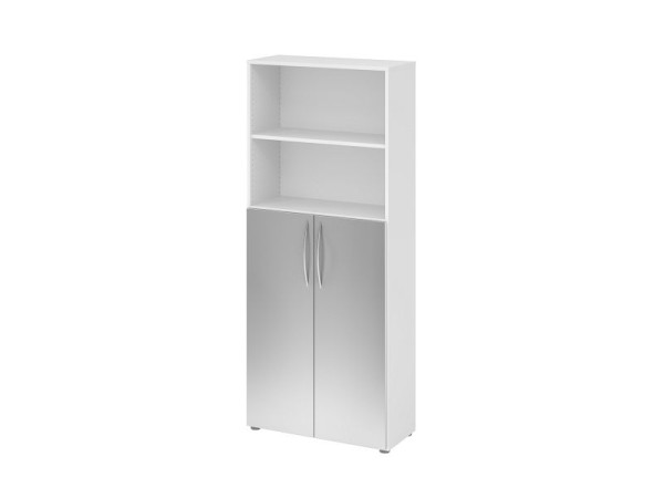 Hammerbacher étagère 5OH, 3OH portes en dessous BM blanc/argent, V4770/W/S/BM