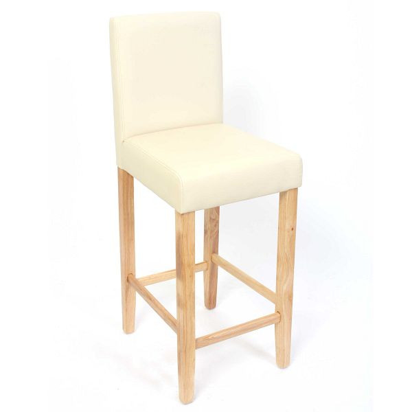 Mendler - Lot de 2 tabourets de bar M37 simili cuir, crème, pieds légers, 22286