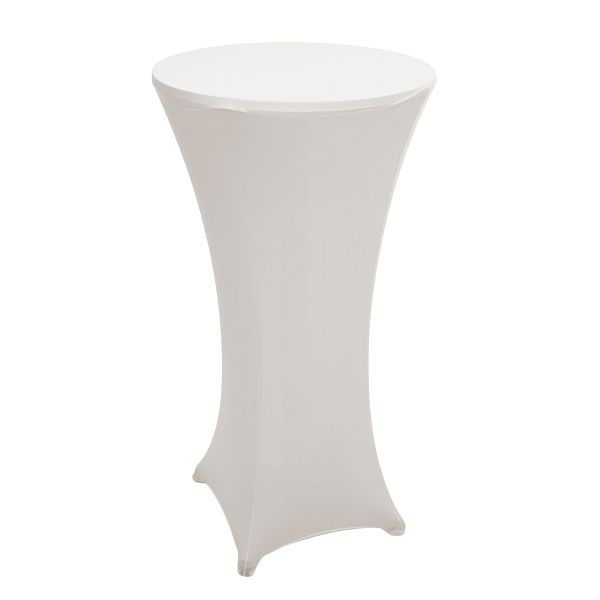 Mendler Set table de bar + housse de table de bar HWC-J30, housse de table de bistrot, pliable, réglable en hauteur Ø 60cm, housse beige crème, 11352+76099