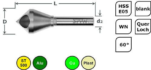 Fraise SPPW HSS-E05 60° Gamme WN : 17-33 L : 117 Ø35, 1533003500