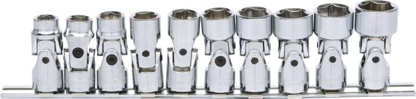 KS Tools Jeu de douilles hexagonales 3/8" CHROMEplus avec joint, 10 pièces 10-19 mm, 911.3840