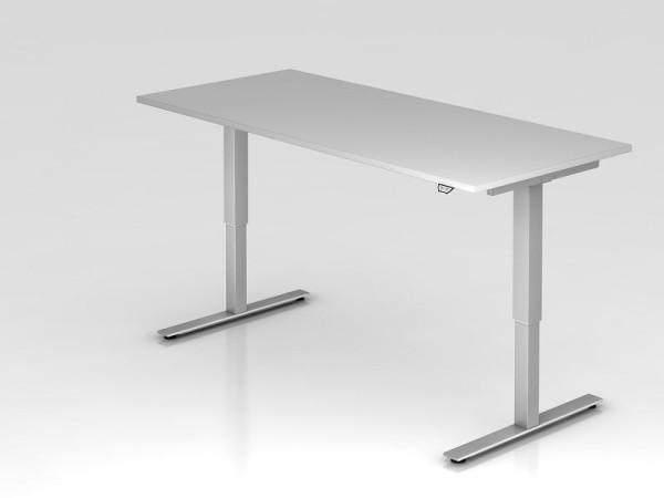 Bureau assis-debout électrique Hammerbacher 180x80cm gris, hauteur de travail 73 - 119 cm, VXMST19/5/S