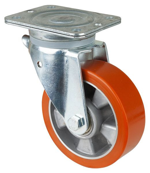 Roues BS Roulette robuste, largeur de roue 50 mm, Ø roue 150 mm, capacité de charge 550 kg, polyuréthane coulé 95 Shore A, aluminium, roulements à billes, N100.B90.154