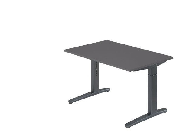 Bureau Hammerbacher pied C 120x80cm graphite/graphite, forme rectangulaire, VXB12/G/GG