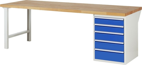 Etabli RAU série 7000 - conception modulaire, conteneur de sous-structure (5x tiroirs), 2500x840x900 mm, 03-7513A1-259B4S.11