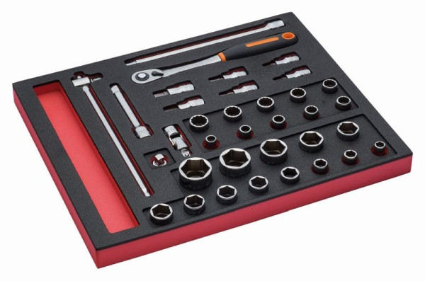 Insert Bahco 2/3, clé à douille + accessoires 1/2", 35 pièces, FF1F2201